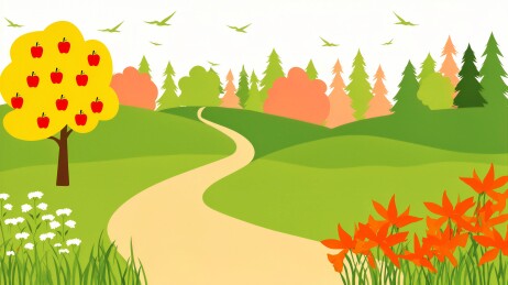 秋日林间蜿蜒小路风光