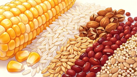 玉米红豆大米杂粮白底插画