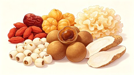养生煲汤食材组合插画