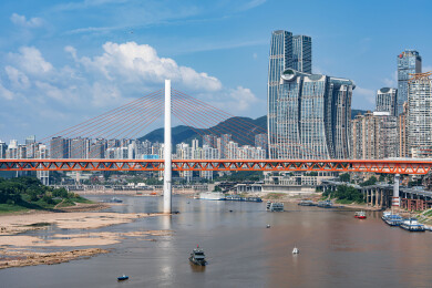 重庆朝天门来福士江景与渝中高楼景观