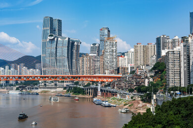 重庆朝天门来福士江景与渝中高楼景观