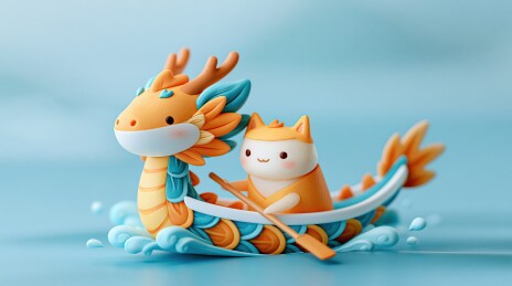 卡通龙猫划船创意摆件
