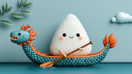 卡通饭团乘龙舟