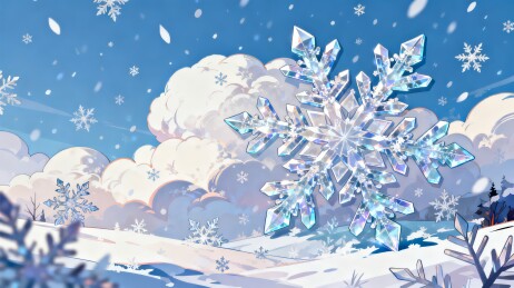 青松冰棱雪原远山冬日插画
