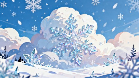 青松冰棱雪原远山冬日插画