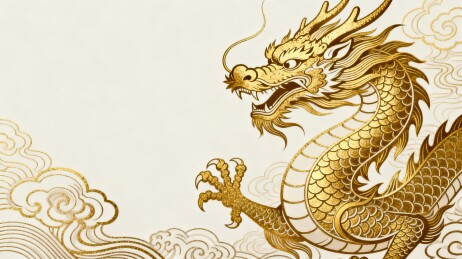 黑金描金传统神龙国风横版插画