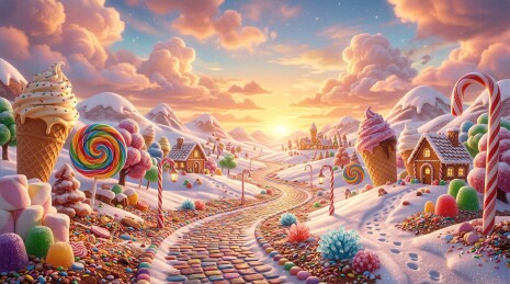 梦幻冰淇淋糖果世界风景
