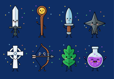 奇幻武器拟人插画