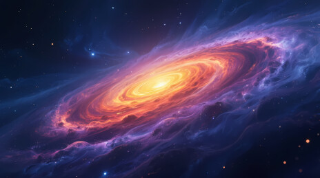 绚丽旋转螺旋星系与深邃宇宙