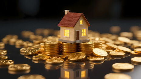 暖光小屋与金币寓意安居乐业