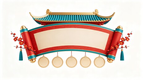 卷轴梅花国风喜庆标题框