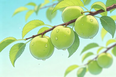 青梅清新夏日鲜果插画