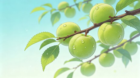 青梅清新夏日鲜果插画