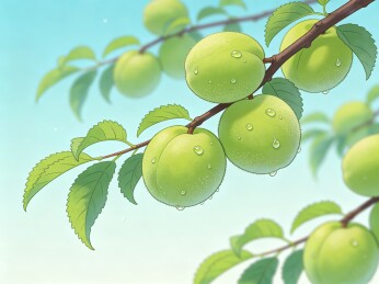 青梅清新夏日鲜果插画