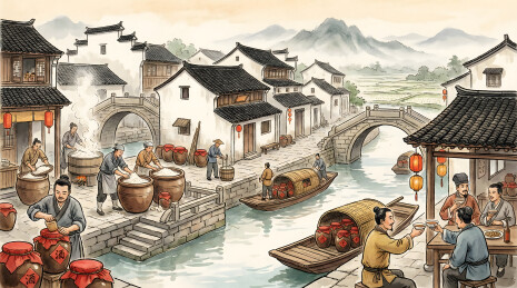 江南水乡古镇日常劳作与生活场景