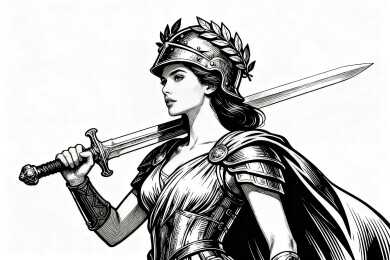 古罗马女战士持剑画像