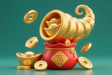 招财金元宝福袋插画