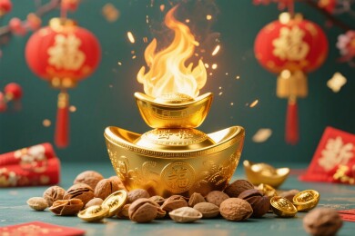 新年喜庆金元宝燃火场景