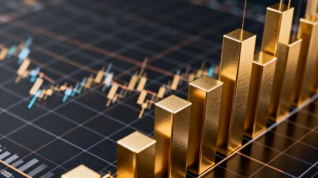 金色立体K线柱金融投资商务背景