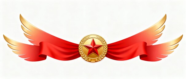 五星徽章红绸简约党建横幅装饰
