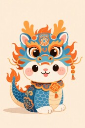 国潮风卡通生肖龙猫形象