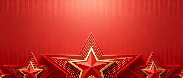 金色五星红底立体活动背景