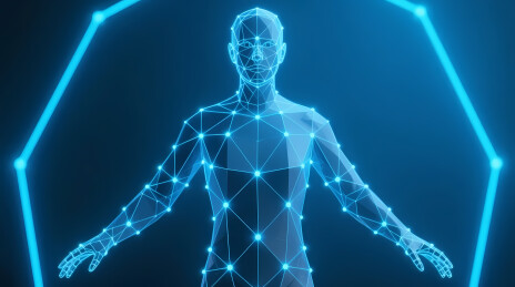 蓝光数字人体与六边形框架