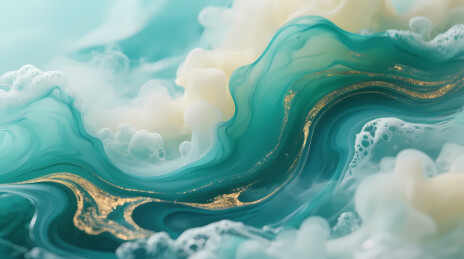 碧白波浪金纹梦幻空灵