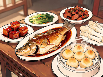 美味西湖醋鱼插画