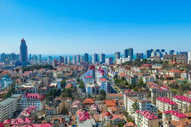 山东青岛老城德国建筑群城市天际线