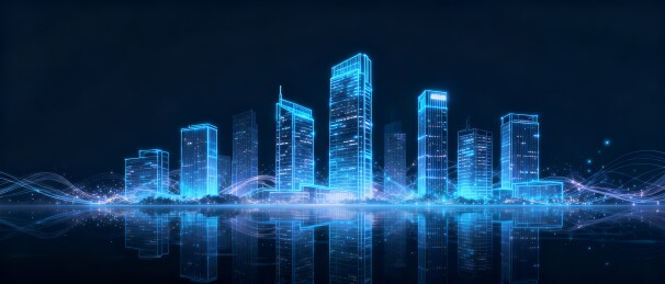粒子线框都市金融科技大屏背景
