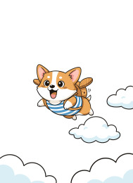 柯基犬飞行插画