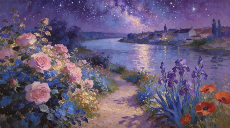 月夜油画