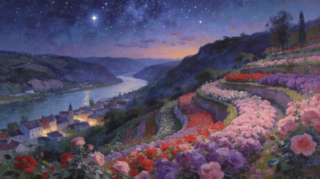 月夜油画