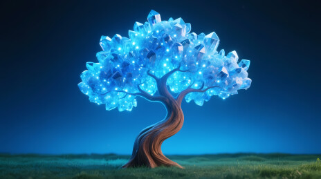 幽蓝光球树梦幻夜空
