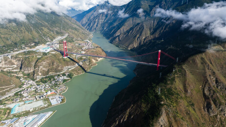 泸定大渡河峡谷大桥航拍