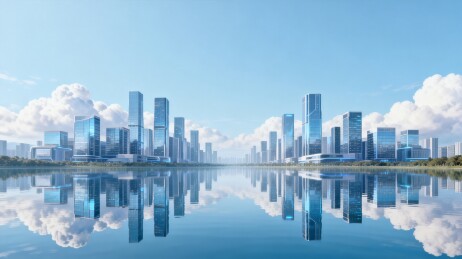 湖景摩天楼宇商务城市宣传背景