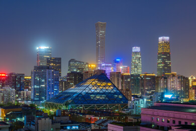 北京国贸CBD城市天际线夜景