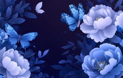 蓝色花卉背景设计
