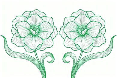 绿色线条花卉艺术图案