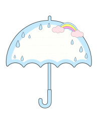 浅蓝色雨伞雨滴彩虹卡通信纸边框