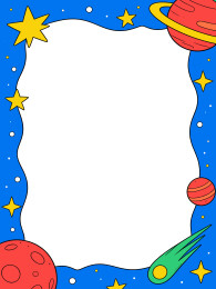 太空星球流星蓝色波浪卡通竖版边框