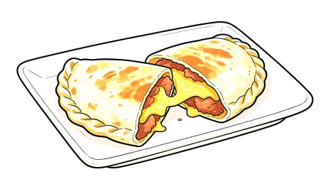 芝士牛肉薄饼卡通矢量插画
