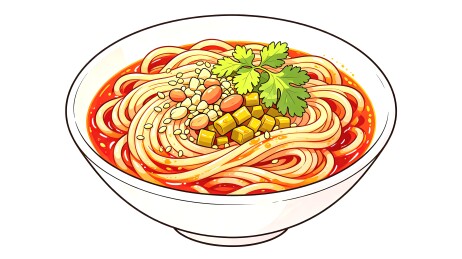 红油干拌粗粉卡通矢量插画