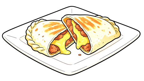芝士牛肉薄饼卡通矢量插画