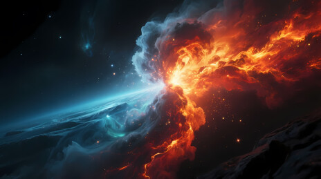 炽烈星云与幽蓝气流碰撞