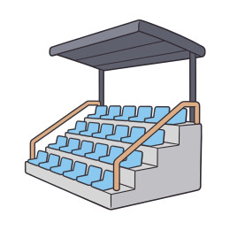 带顶棚体育场观众看台卡通图