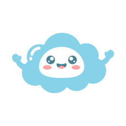 张开双臂浅蓝色拟人云朵卡通插画