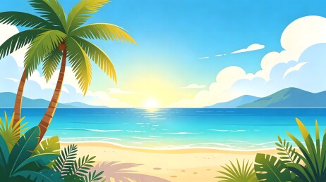 热带海滩日出美景