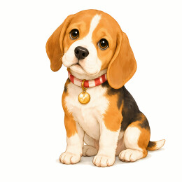 比格犬乖巧坐立插画